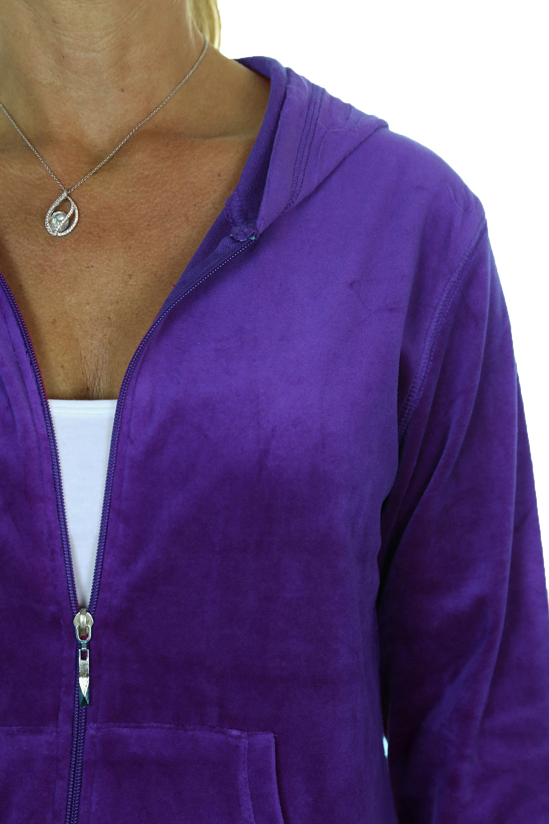 Soft Hooded Velour Tracksuit Purple