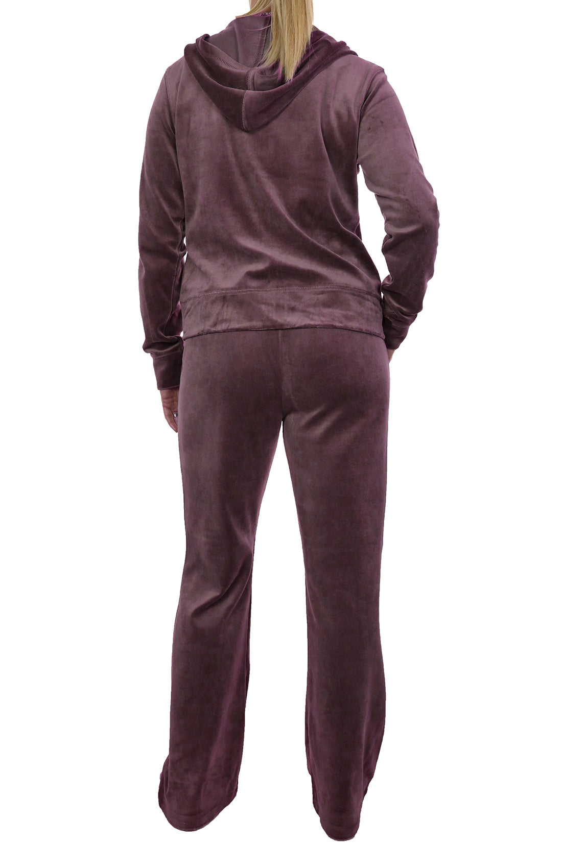 Soft Hooded Velour Tracksuit Brown