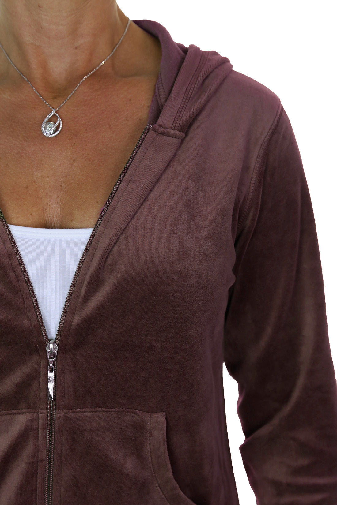 Soft Hooded Velour Tracksuit Brown