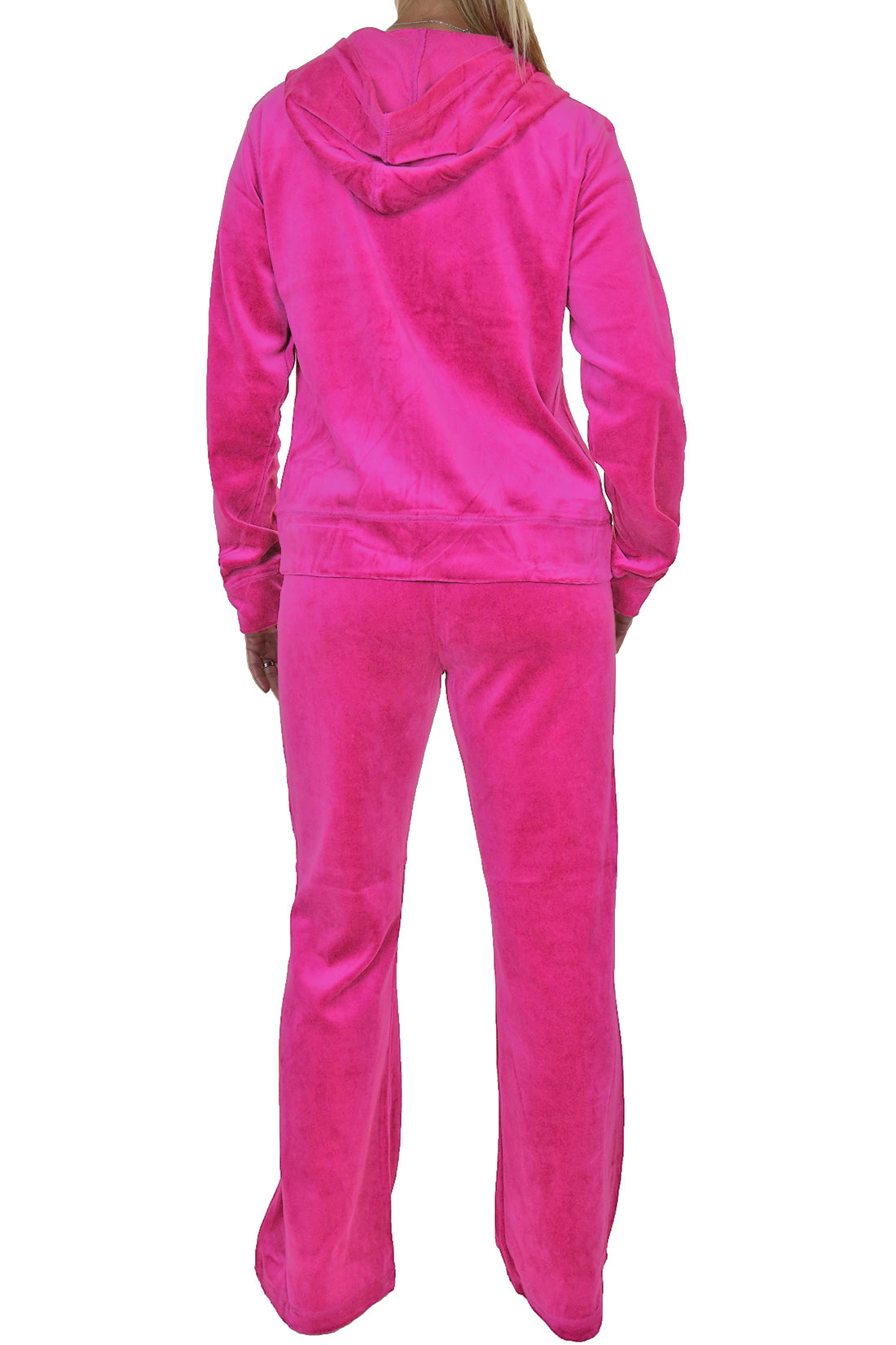 Soft Hooded Velour Tracksuit Hot Pink
