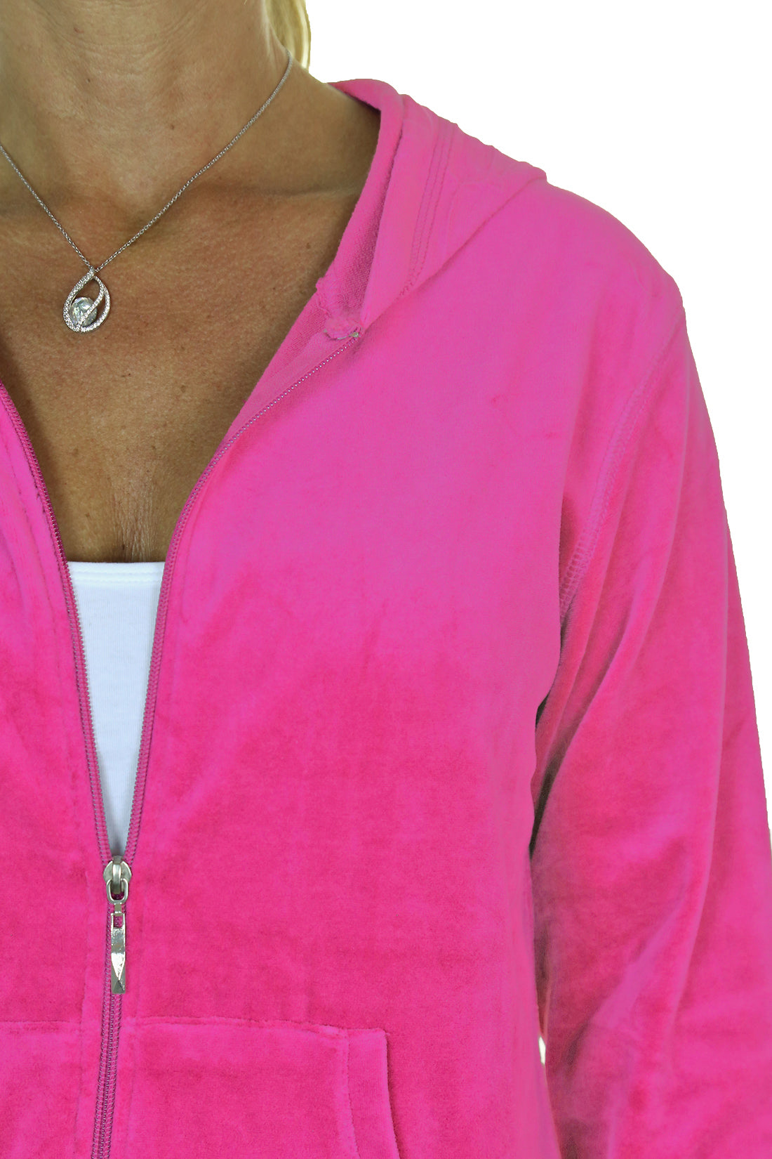 Soft Hooded Velour Tracksuit Hot Pink