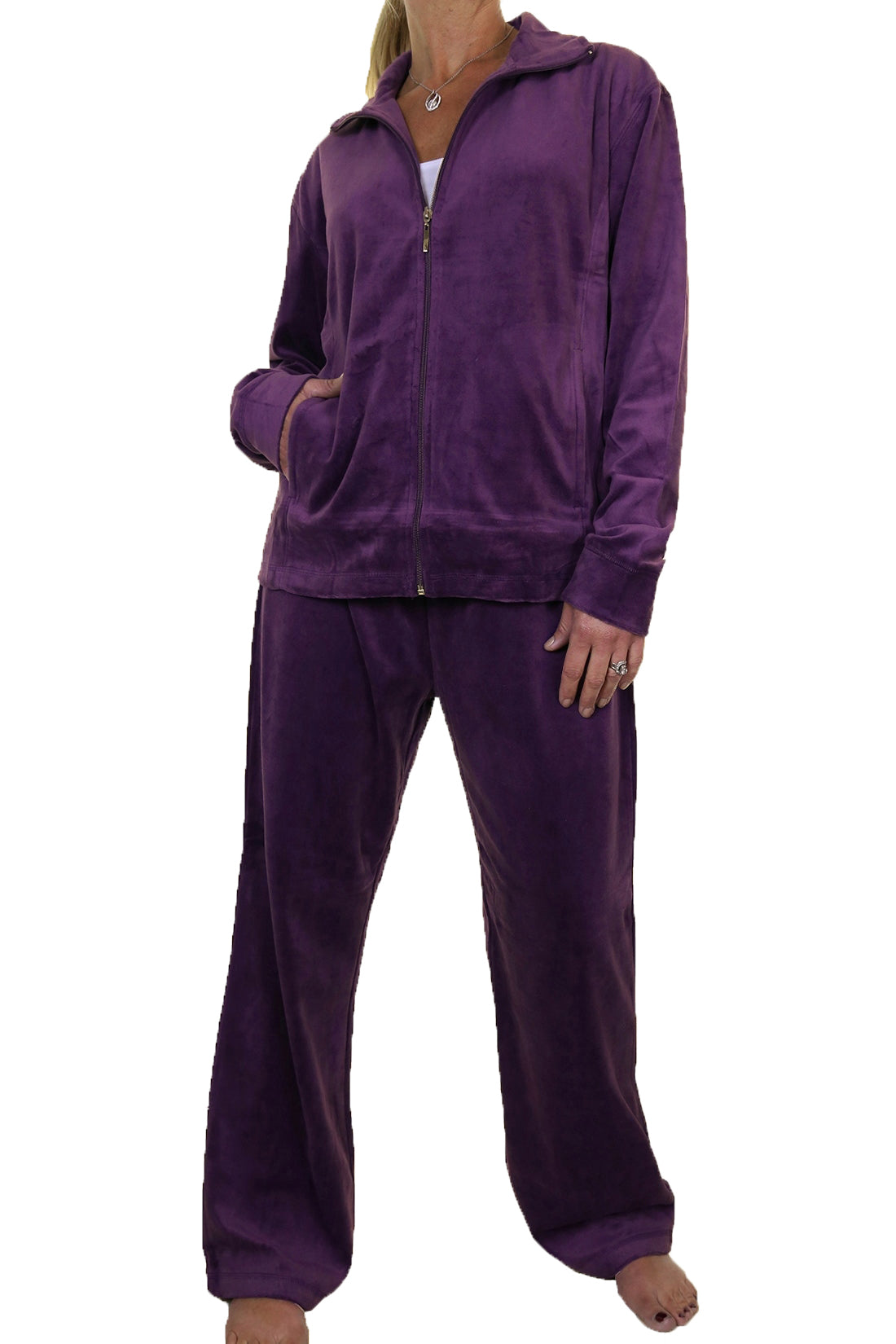 Plus Size Luxury Velour Tracksuit Plum