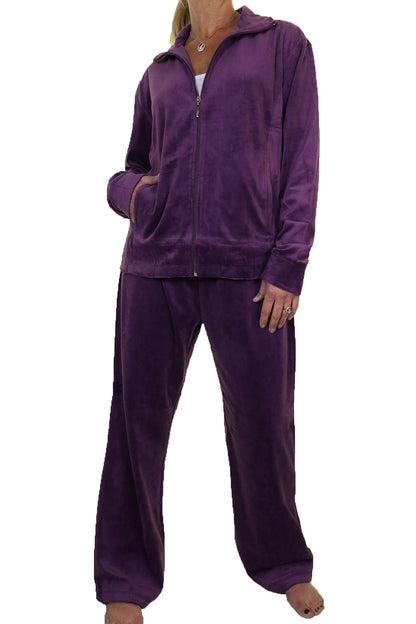 Plus Size Luxury Velour Tracksuit Plum