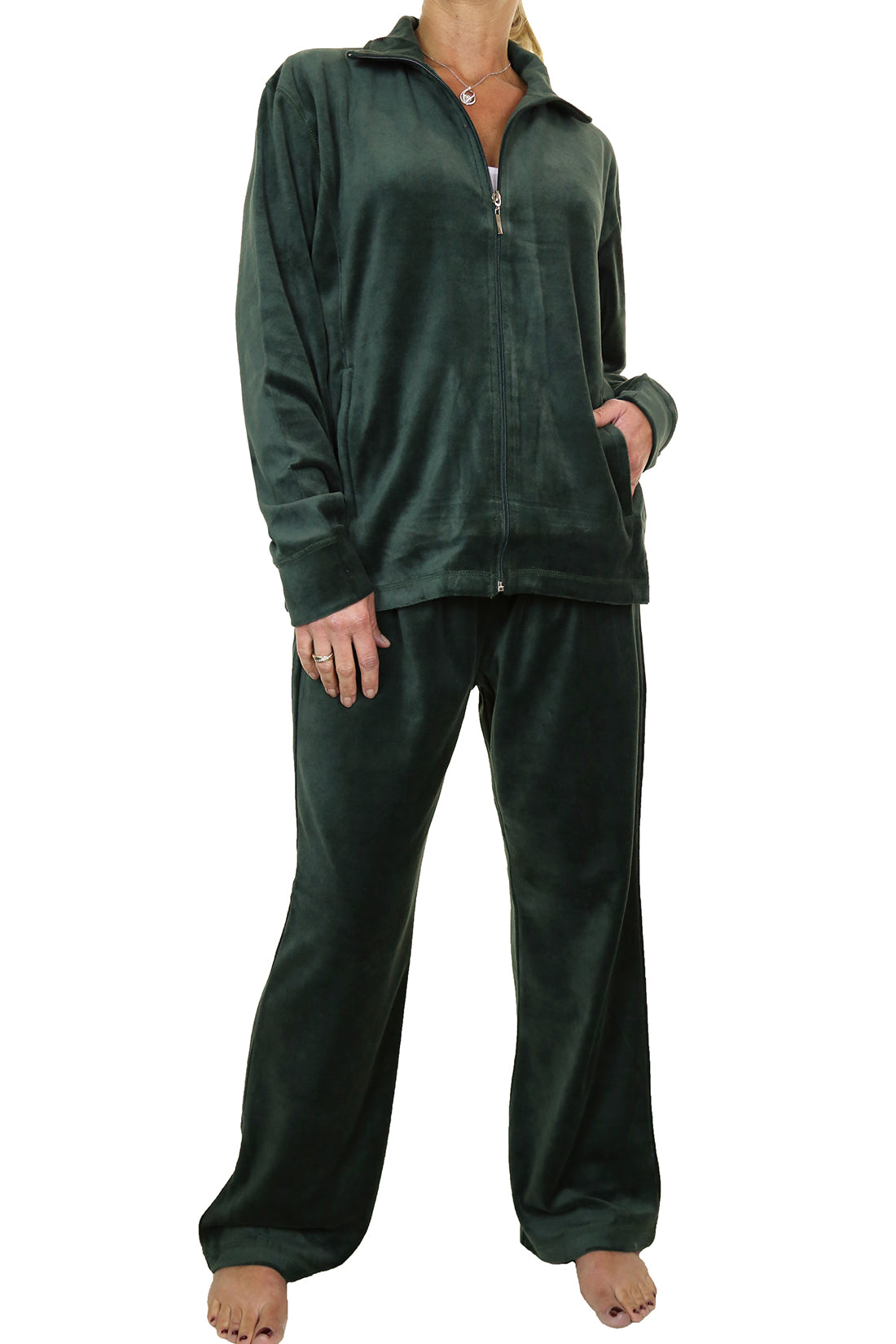 Plus Size Luxury Velour Tracksuit Green