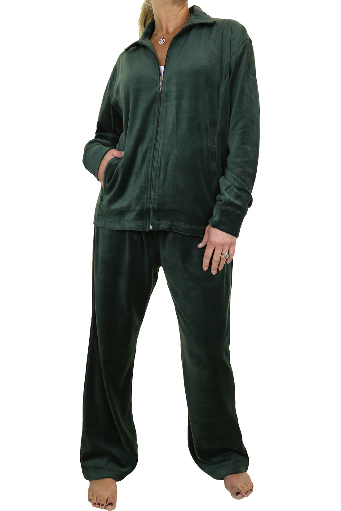 Plus Size Luxury Velour Tracksuit Green