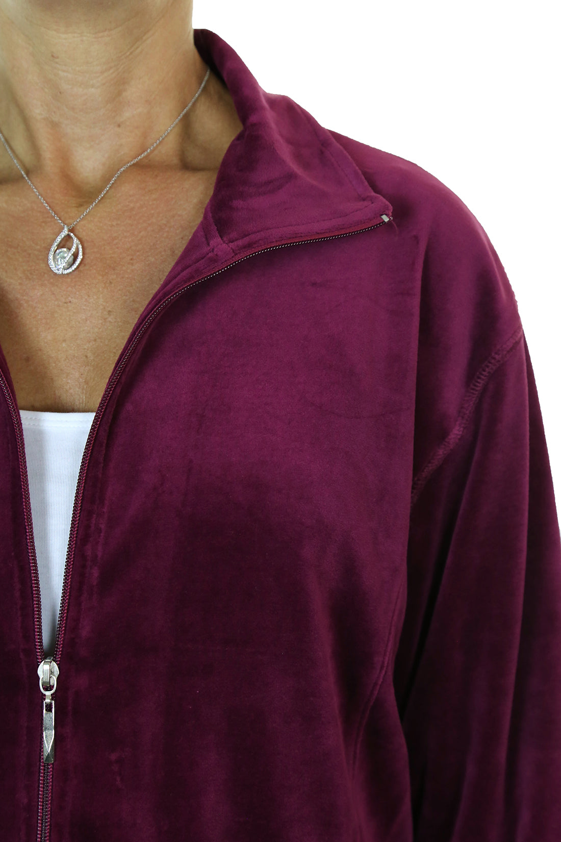Plus Size Luxury Velour Tracksuit Wine Red