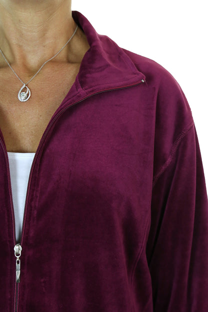 Plus Size Luxury Velour Tracksuit Wine Red