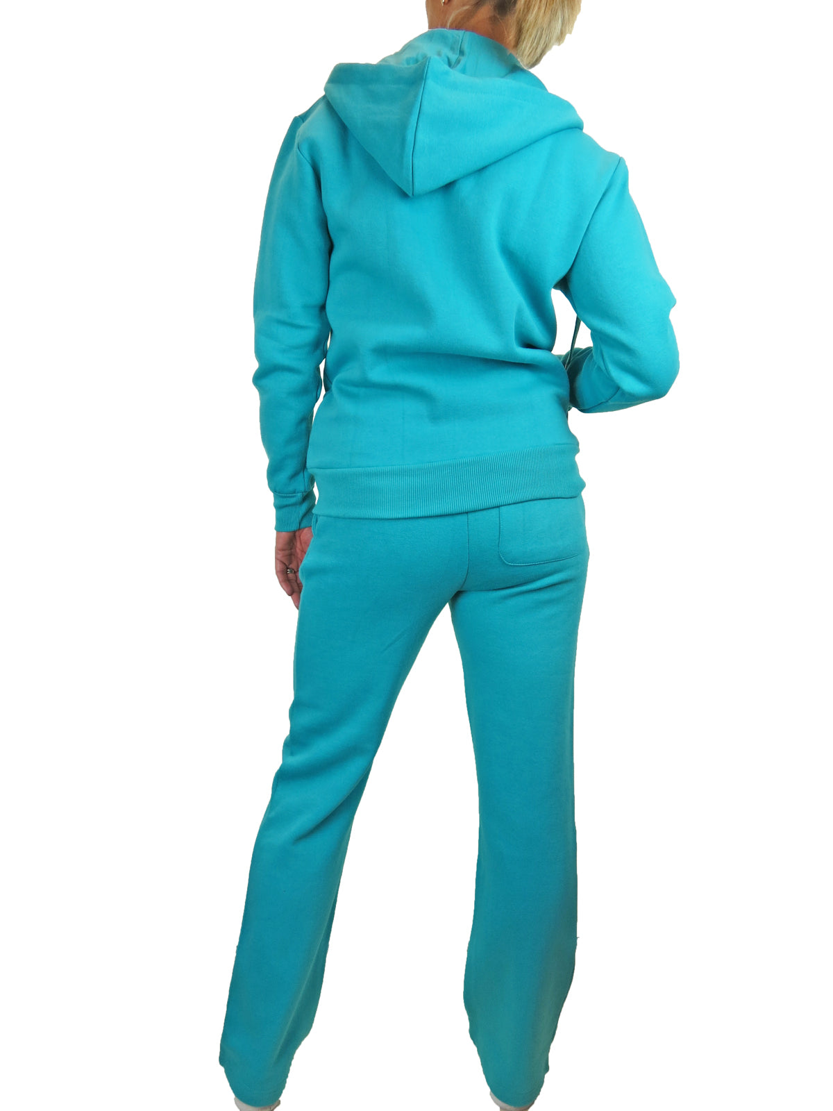 Soft Fleece Back Hooded Tracksuit Set Turquoise