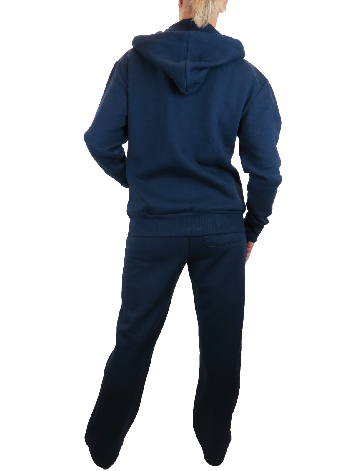 Soft Fleece Back Hooded Tracksuit Set Navy Blue
