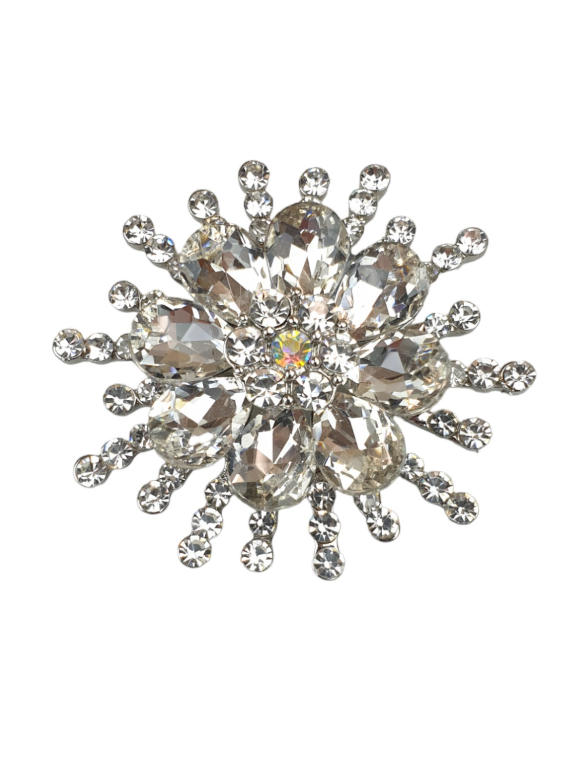 Large Star Deisgn Petal Brooch Silver