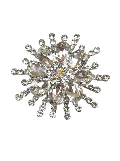 Large Star Deisgn Petal Brooch Silver