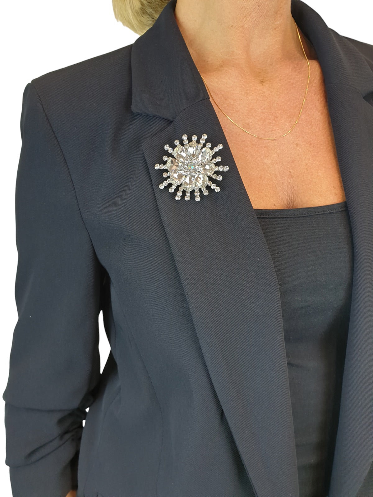 Large Star Deisgn Petal Brooch Silver