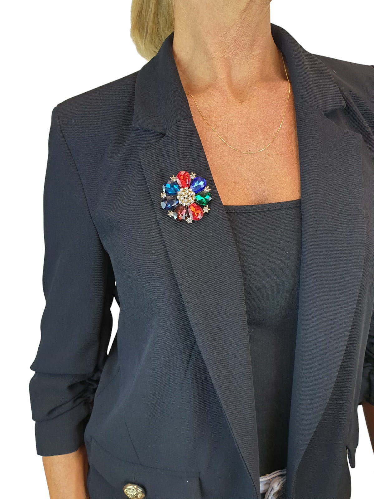 Large Petal Coloured Brooch Multicolour