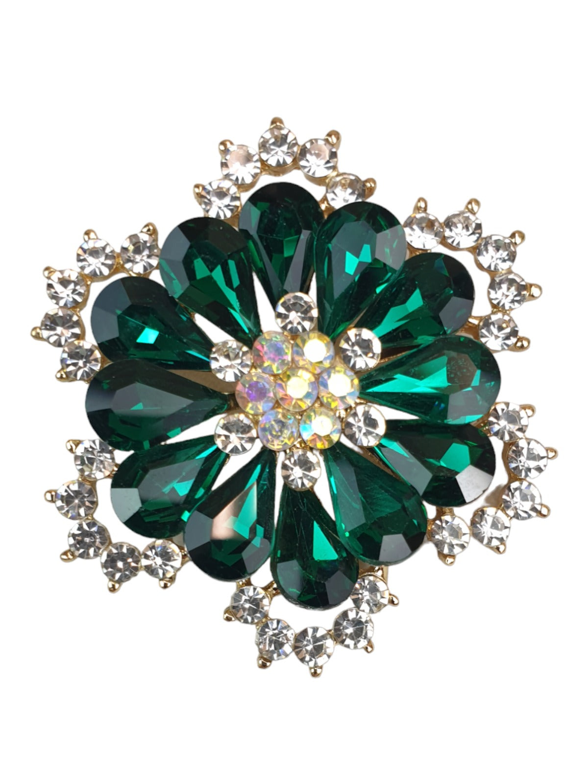 Large Petal Coloured Brooch Emerald Green