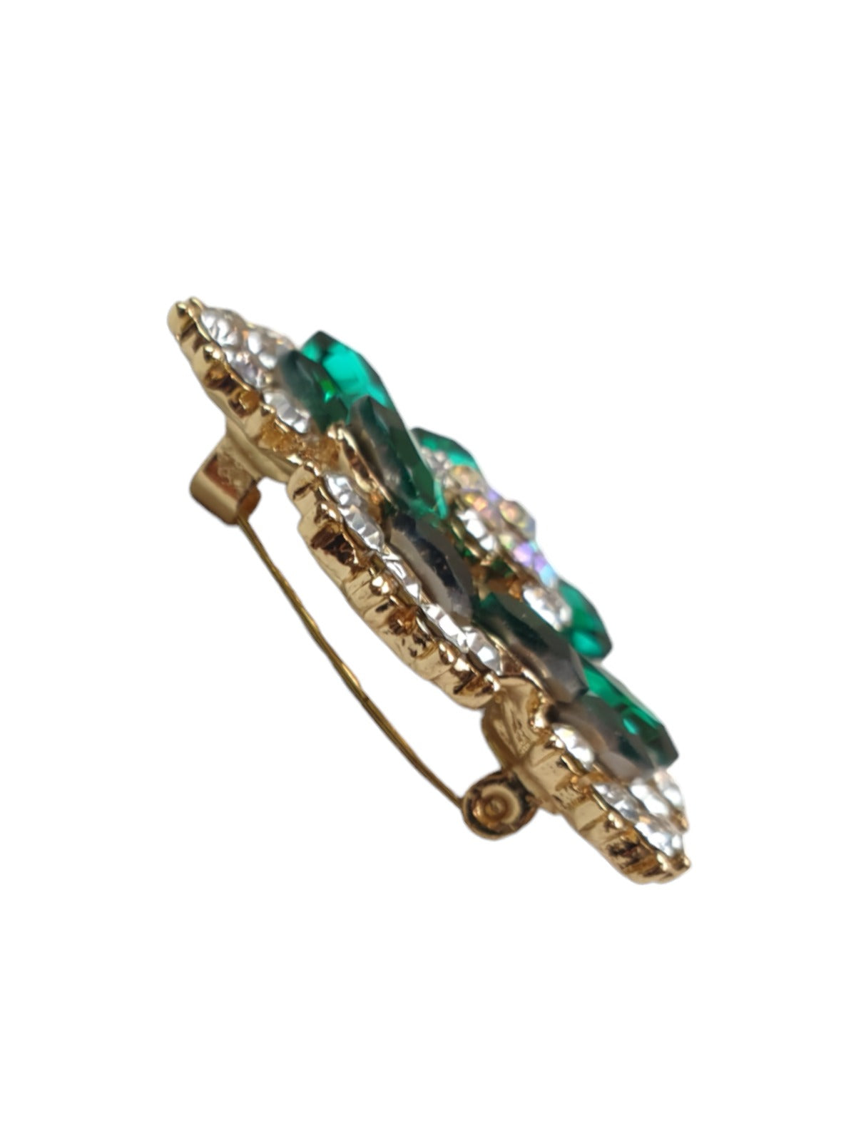 Large Petal Coloured Brooch Emerald Green