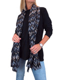 Golden Wave Design Fashion Scarf Oversized Scarves Black