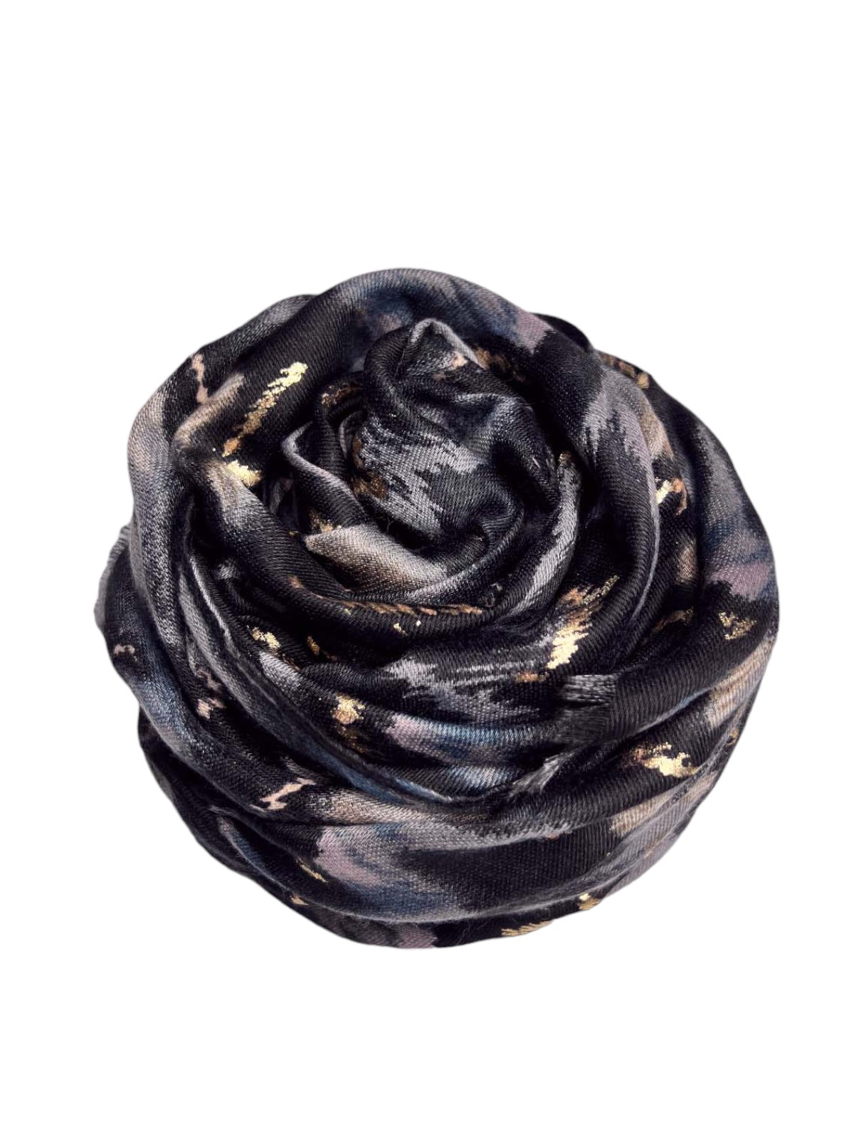 Golden Wave Design Fashion Scarf Oversized Scarves Black