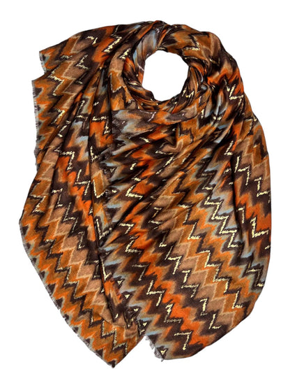 Golden Wave Design Fashion Scarf Oversized Scarves Orange