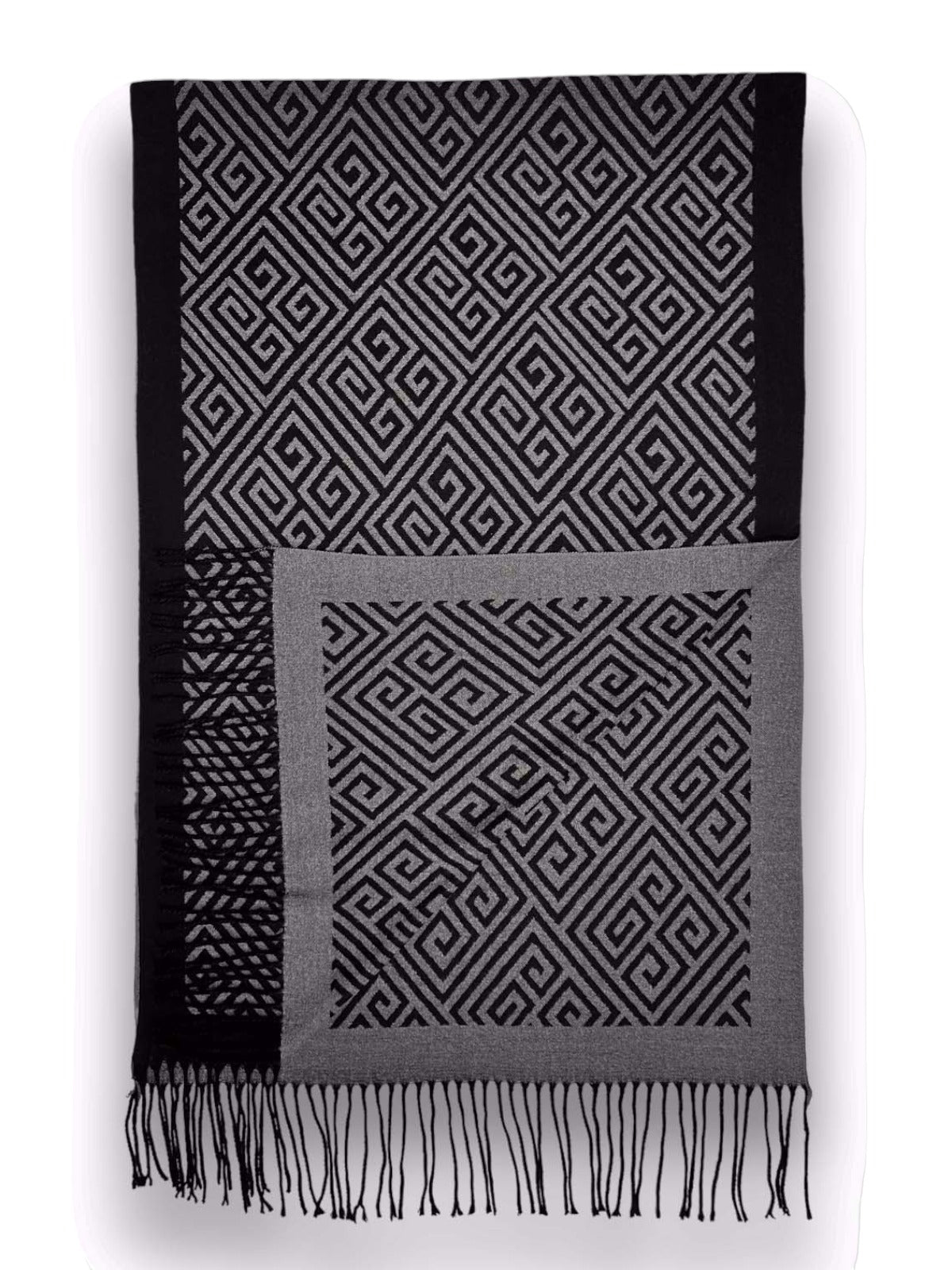 Soft Cashmere Pashmina Blanket Shawl Oversized Scarf Black/Grey