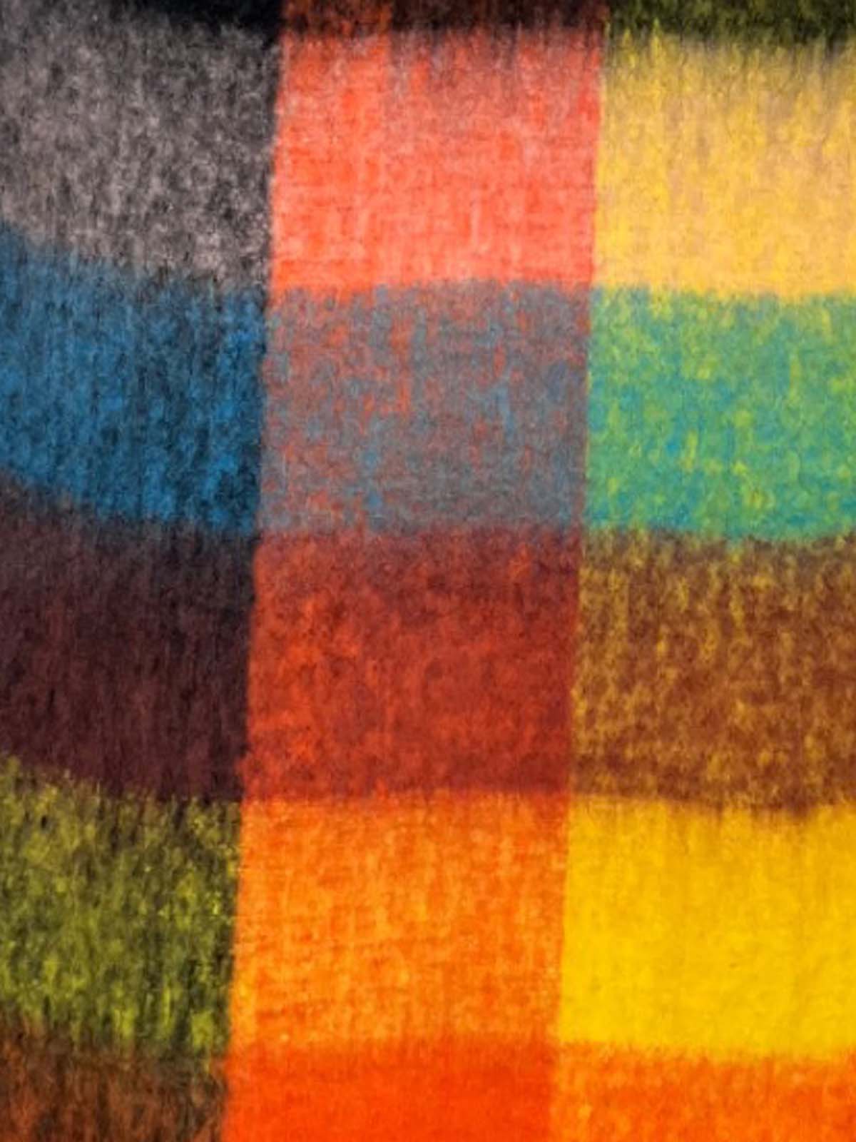 Soft Checked Wool Blend Winter Blanket Scarf Orange/Yellow