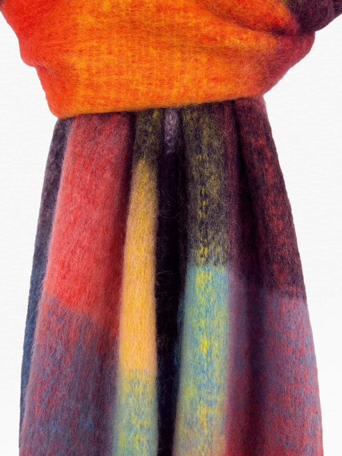 Soft Checked Wool Blend Winter Blanket Scarf Orange/Yellow